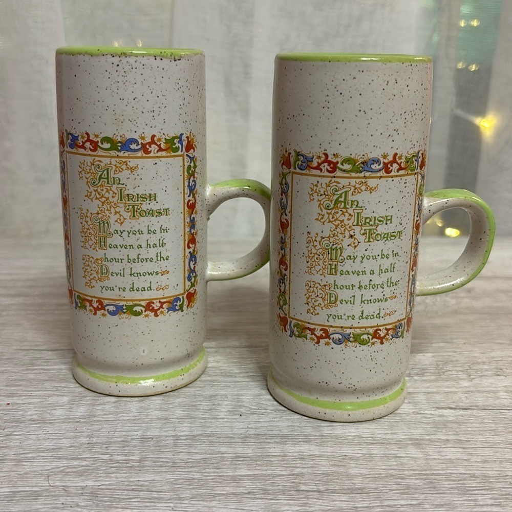 Vintage Sanmyro Irish Toast Stoneware Liquor Coffee Tea Mugs